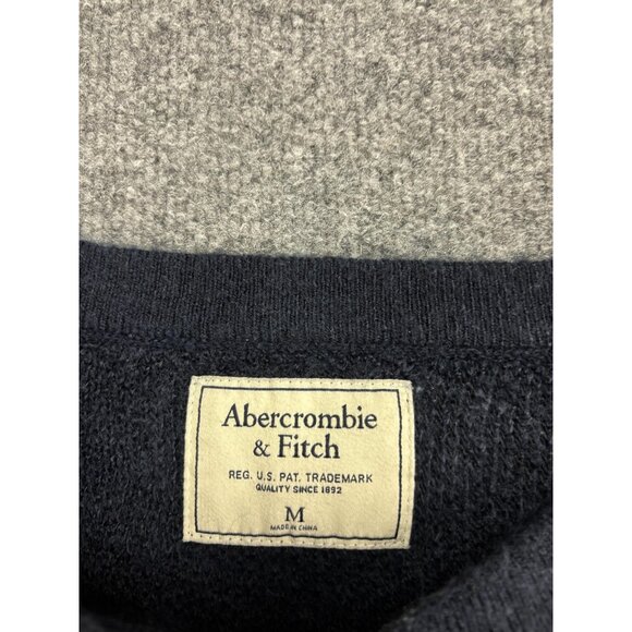Abercrombie & Fitch Sweater Womens Medium Navy Textured Knit Zip Shoulder Detail - Picture 2 of 6